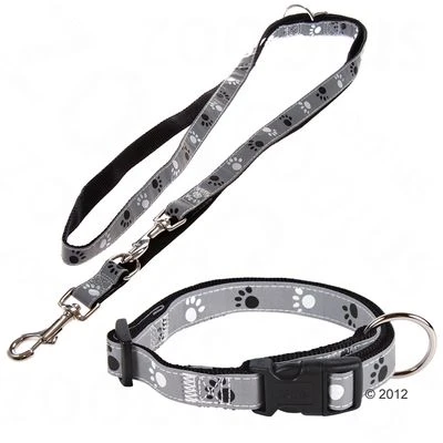 Trixie Set: Halsband Poten Zilver Reflect + Hondenlijn - Afbeelding 2